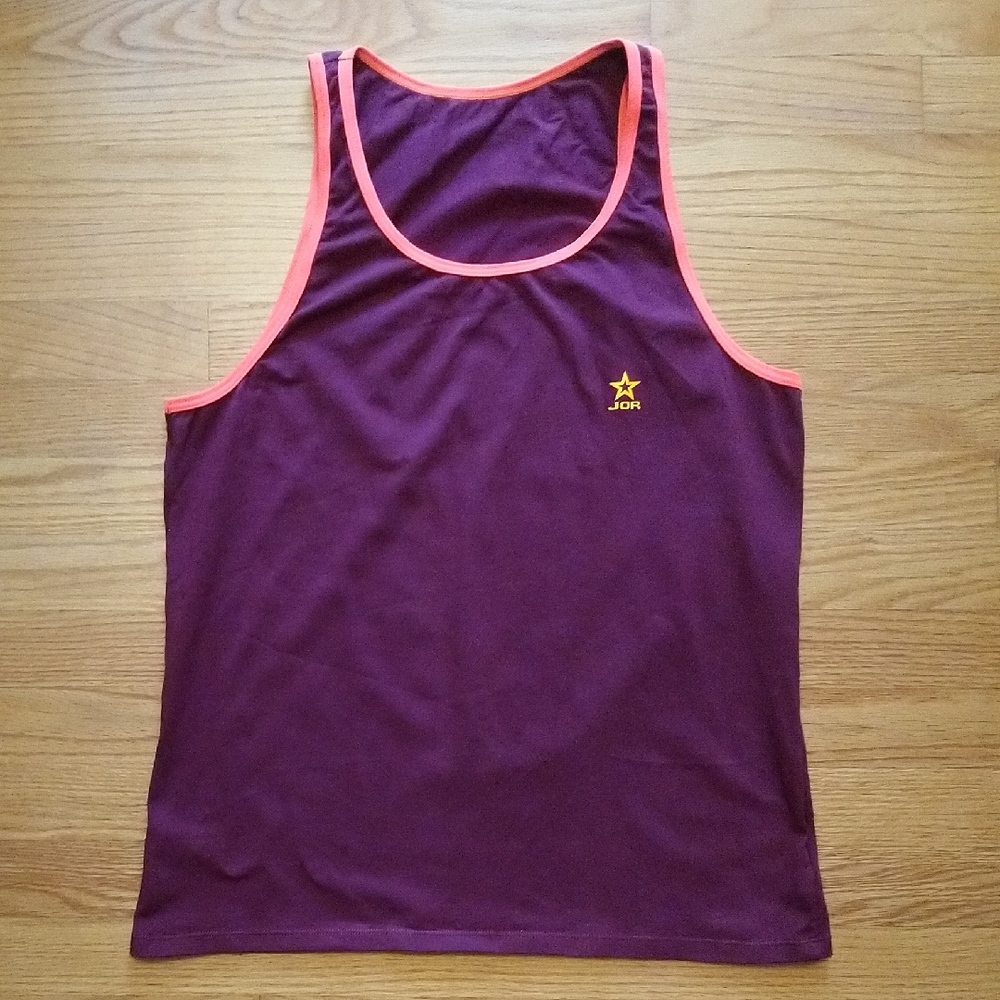 JOR Men's Maroon Tank Top with Orange Trim